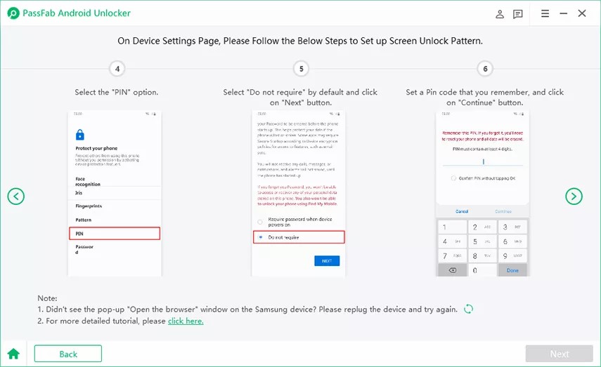 set up screen unlock pattern following the instructions