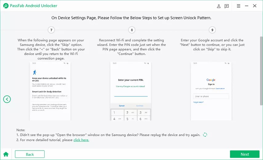 set a screen unlock pattern following the instrutions