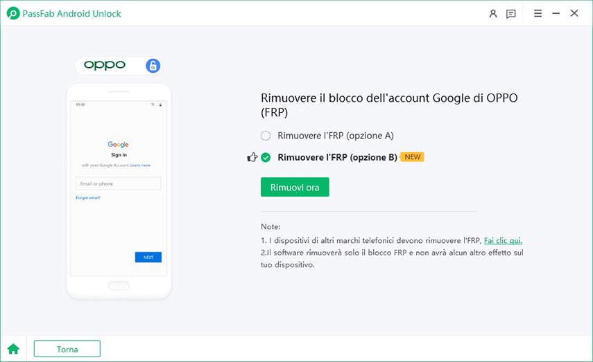 rimuovere oppo realme frp