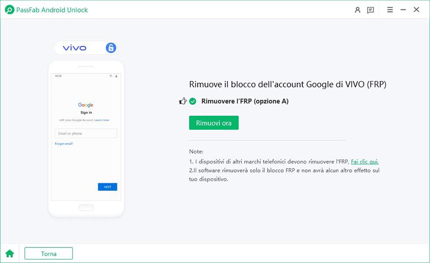 rimuovere il blocco dell'account Google vivo