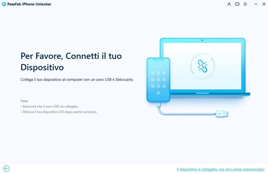 Come sbloccare iPhone senza codice. Collega iPhone