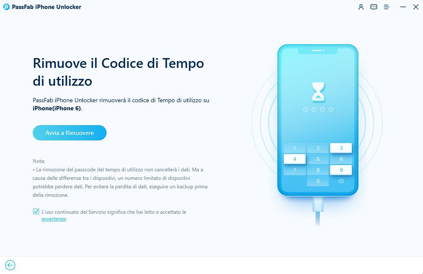 rimuovere il codice di accesso del Tempo di Utilizzo in PassFab iPhone Unlock