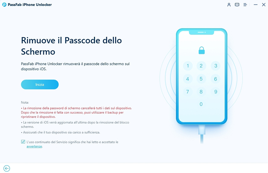 start remove iphone passcode in passfab iphone unlocker
