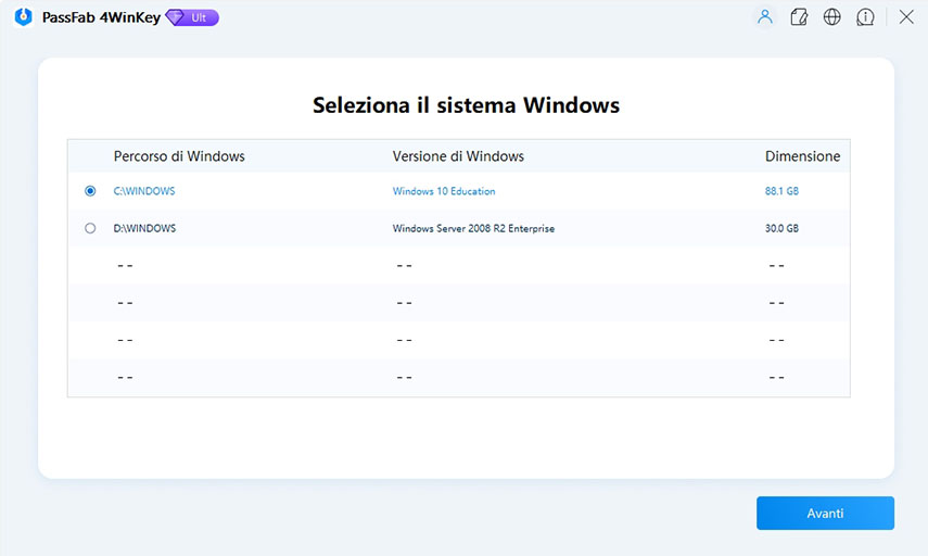 Seleziona il tuo Windows