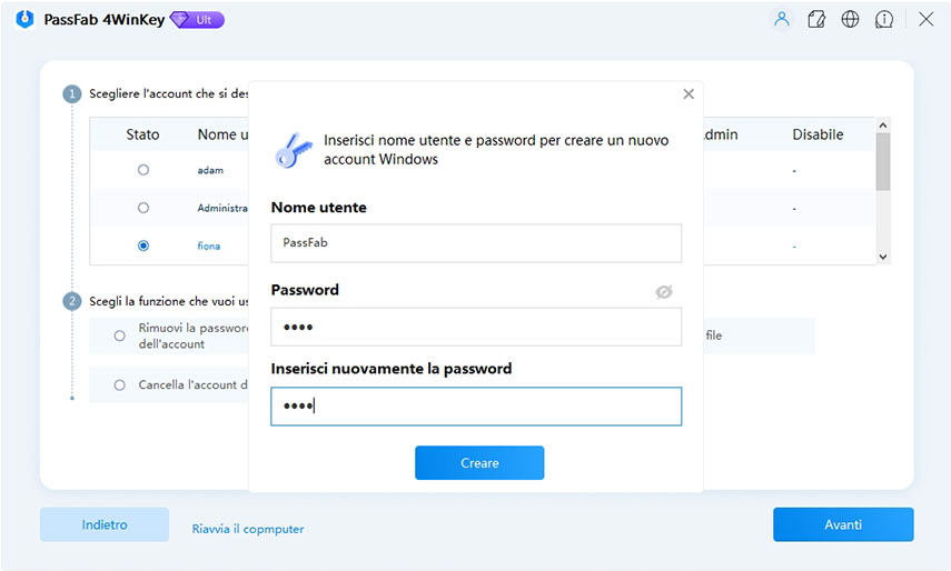inserire la password