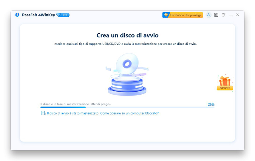 Attendi che PassFab 4WinKey completi l’installazione su USB