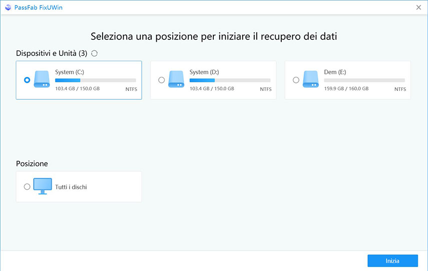 Recupero dati hard disk. Selezionare hard disk.