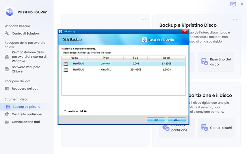 Come fare il backup del disco