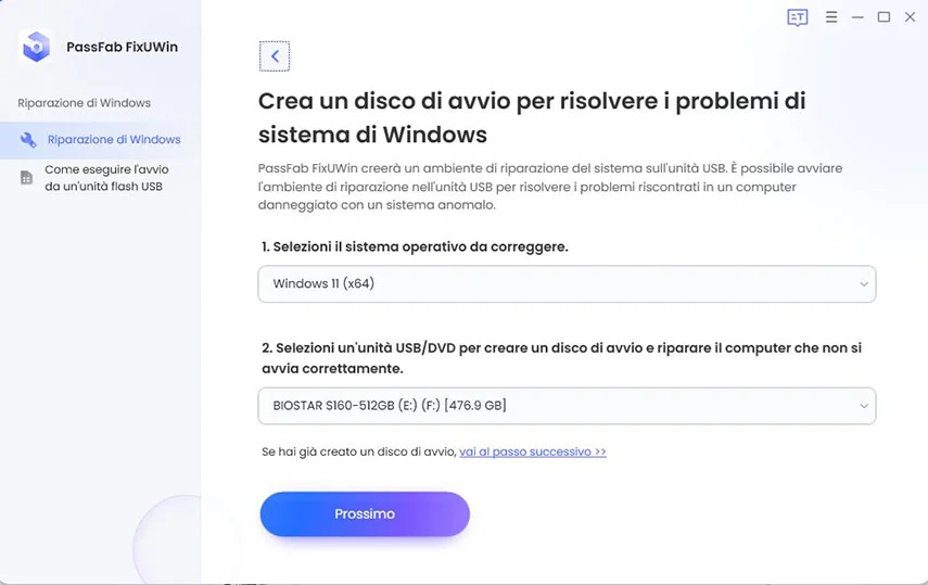 Password Windows 10 dimenticata. Seleziona unità di avvio