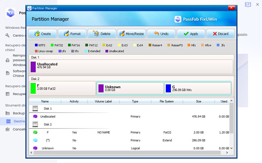 Partizionare Hard Disk con strumento del disco.