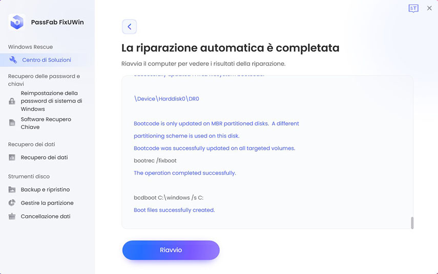 riparazione completata