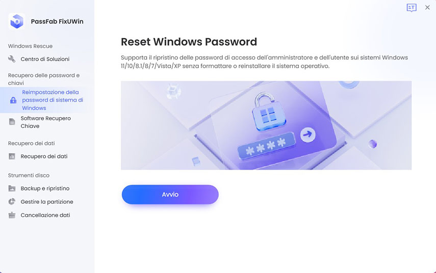click start reset windows password