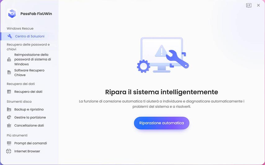 clicca su riparazione automatica