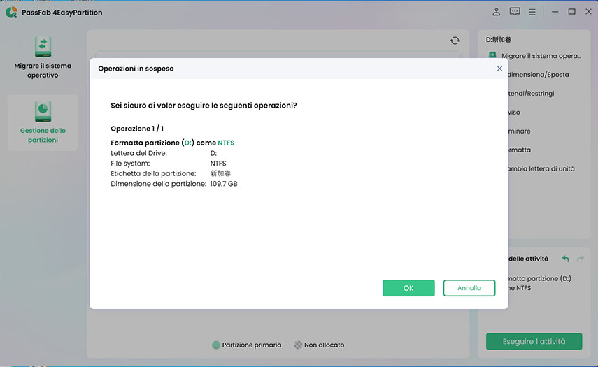 Formatta il nuovo SSD con PassFab 4EasyPartition