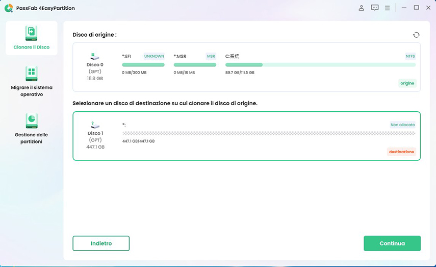 clonare il disco con PassFab 4EasyPartition