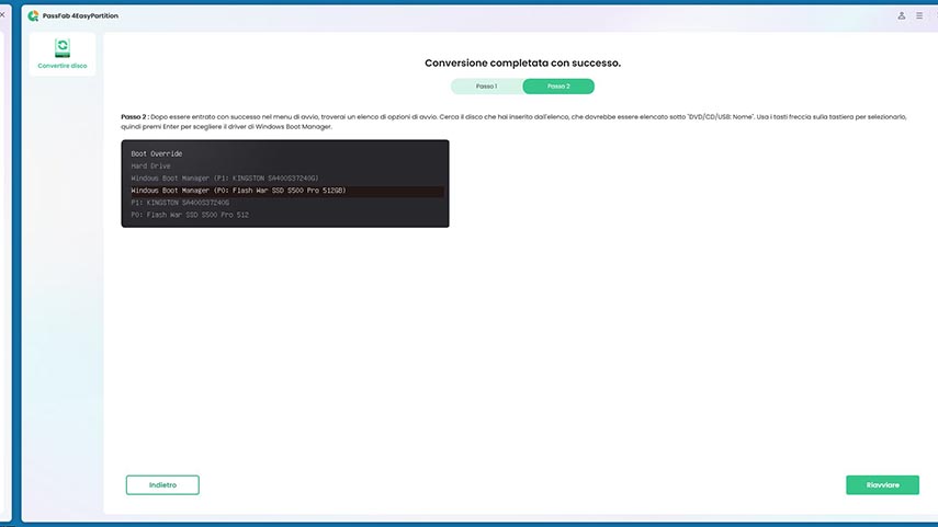 Converti MBR in GPT