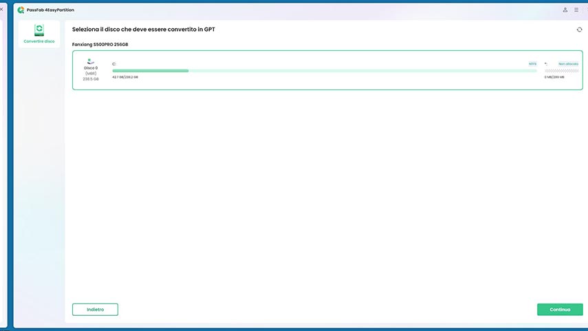 Convertire GPT in MBR