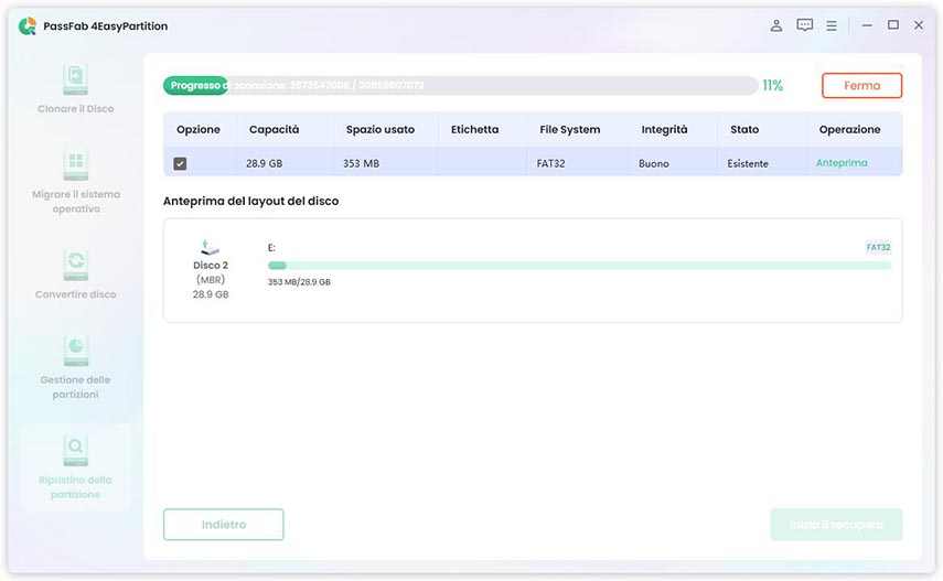 ripristinare la partizione