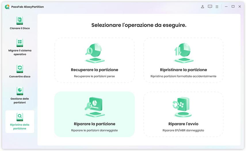 riparare la partizione