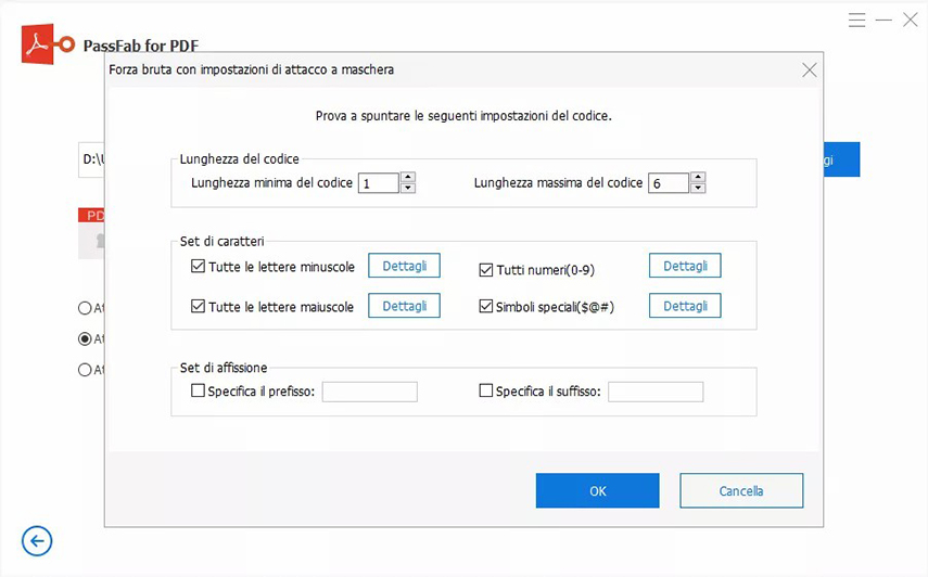 brute force with mask settings passfab for pdf guide