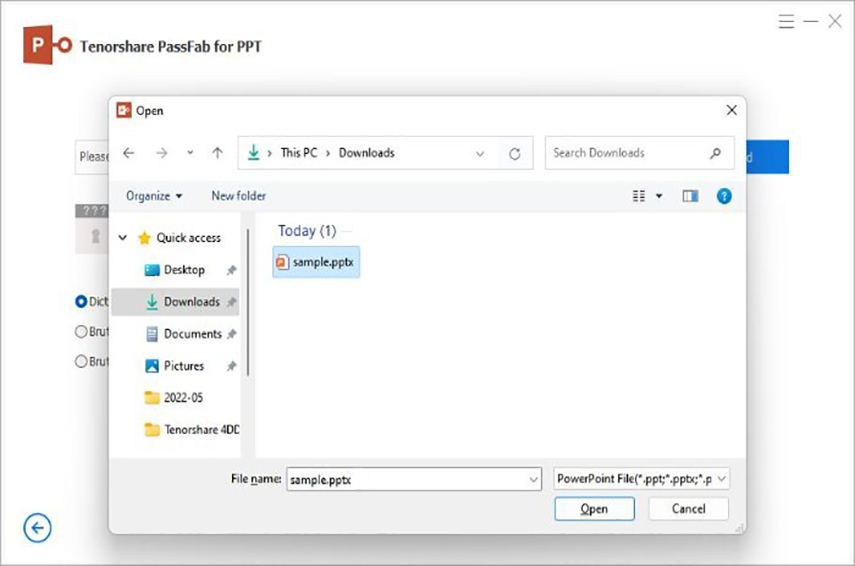 add powerpoint file to passfab for ppt