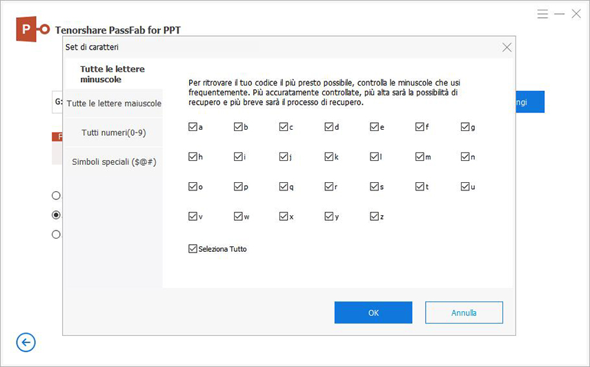 check frequently used lowercase in passfab for ppt