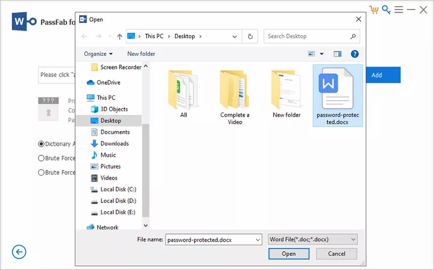 add encrypted word file passfab for word guide