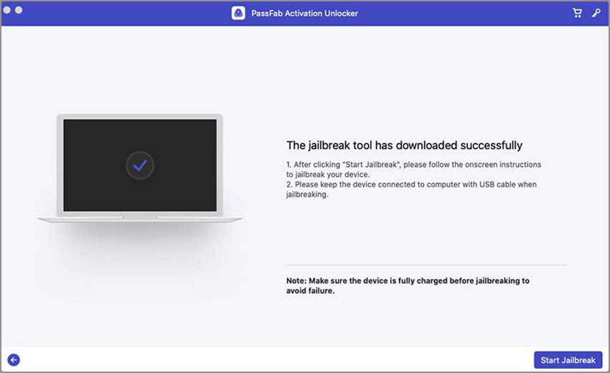 iPhone bloccato durante aggiornamento. Avvia il jailbreak per utilizzarlo con PassFab Activation Unlocker su Mac