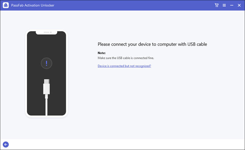 Bypass iCloud con PassFab Activation Unlocker. Connetti l’iPhone