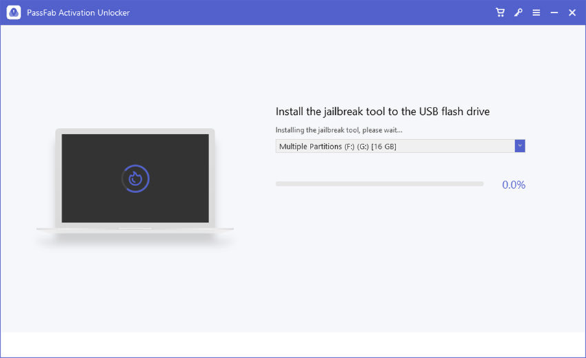 iPhone bloccato durante aggiornamento. Installa ambiente Jailbreak con PassFab Activation Unlocker su Windows