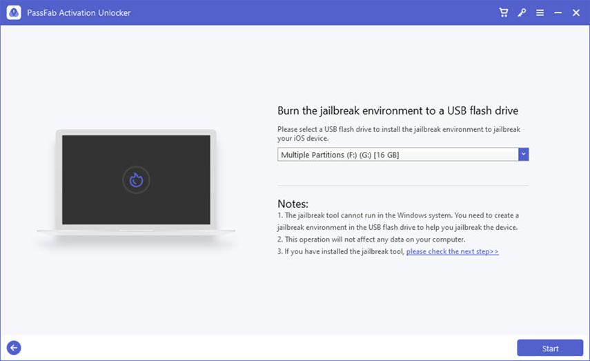 iPhone bloccato durante aggiornamento. Masterizza ambiente Jailbreak con PassFab Activation Unlocker
