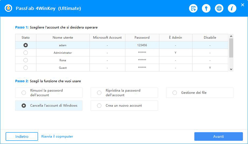 come eliminare un account Amministratore su PC Windows 7 senza password 3