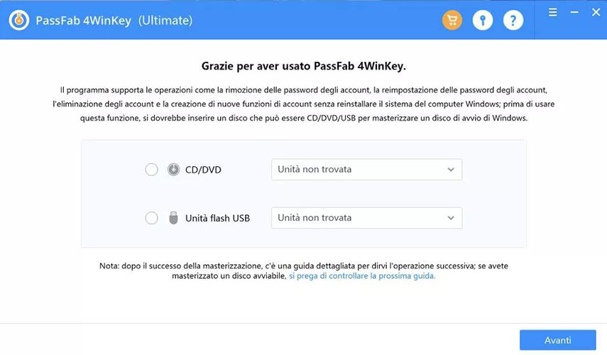 Creazione disco ripristino per recuperare la Password PC dimenticata su Windows 7 con PassFab 4WinKey