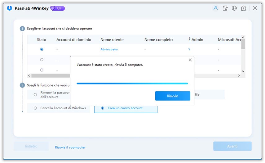 crea un account con successo guida passfab 4winkey