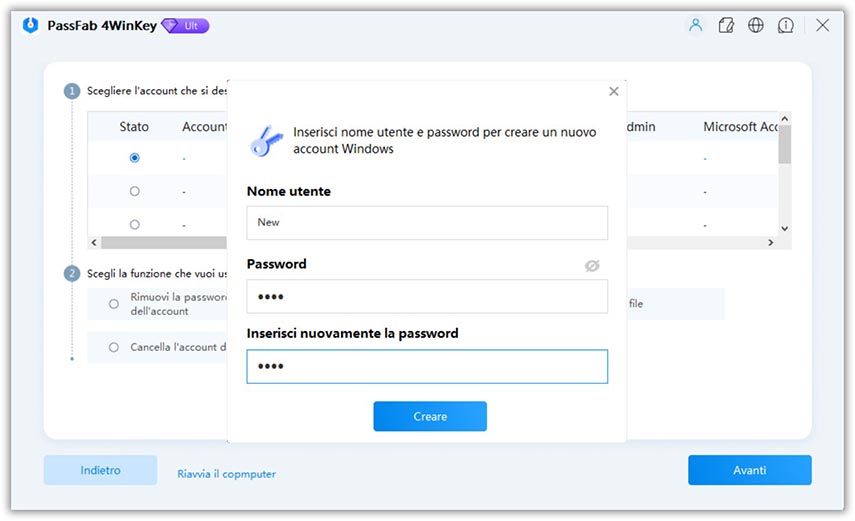 scegli elimina account passfab 4winkey guide