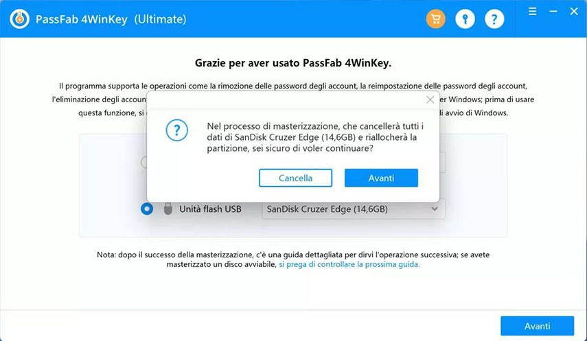Usa PassFab 4WinKey per recuperare la Password PC dimenticata su Windows 7. Formattazione USB