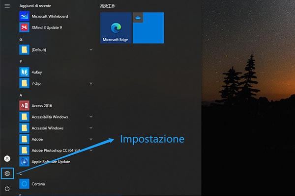 impostazione di windows 10