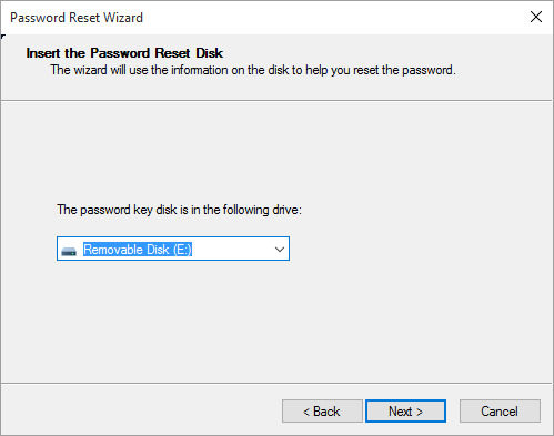 insert password reset disk