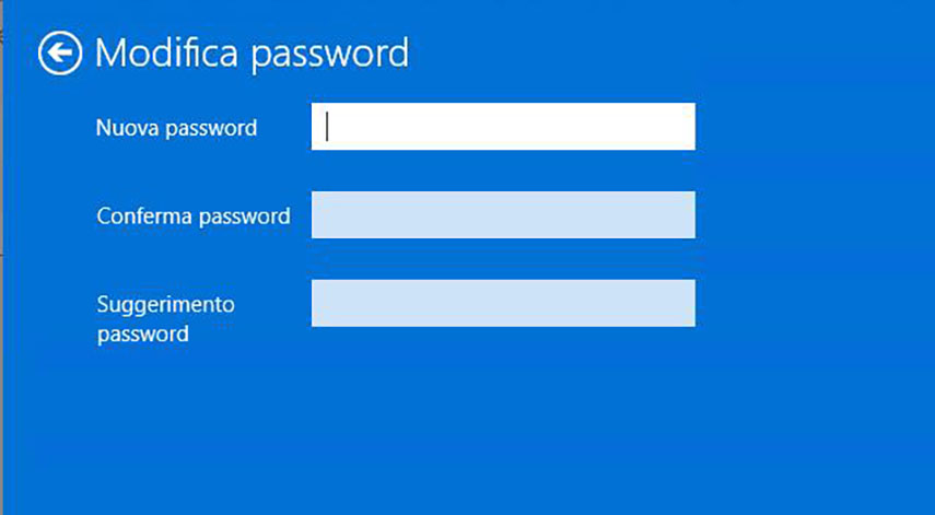 modifica password Windows 10