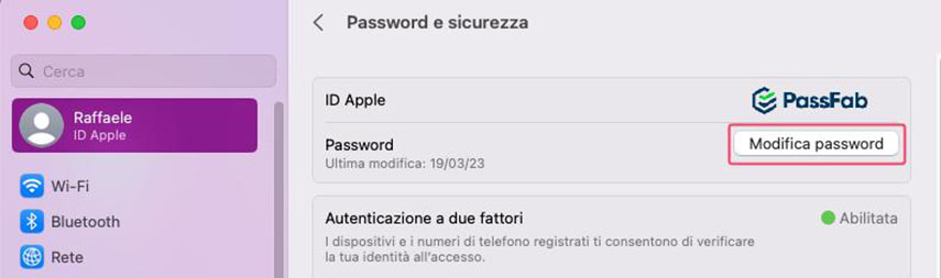 modifica password