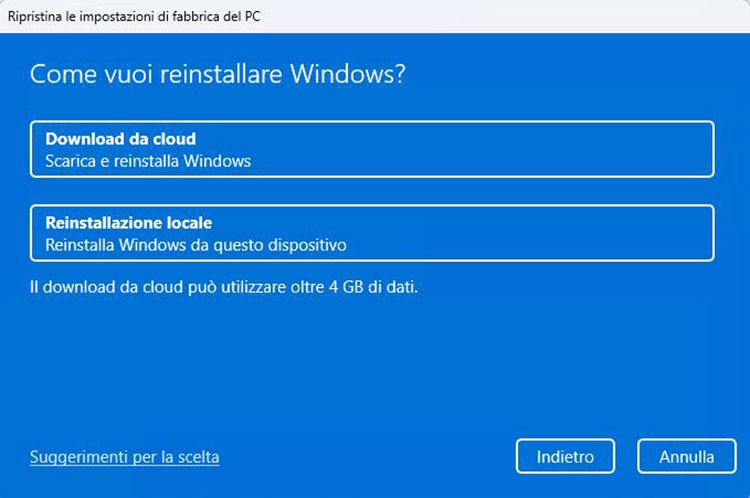reinstallare windows