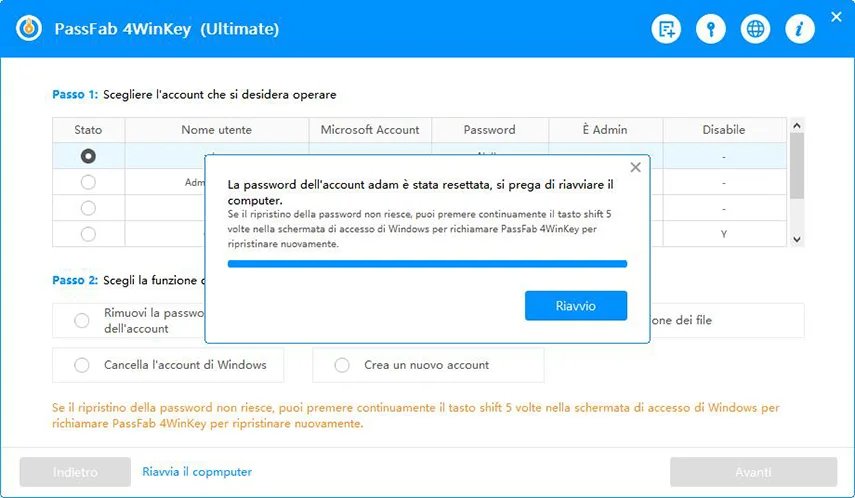 rimozione della password