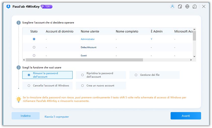 dimenticato password amministratore windows 7