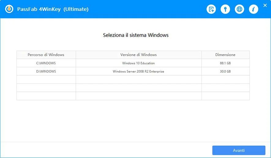 seleziona il sistema operativo