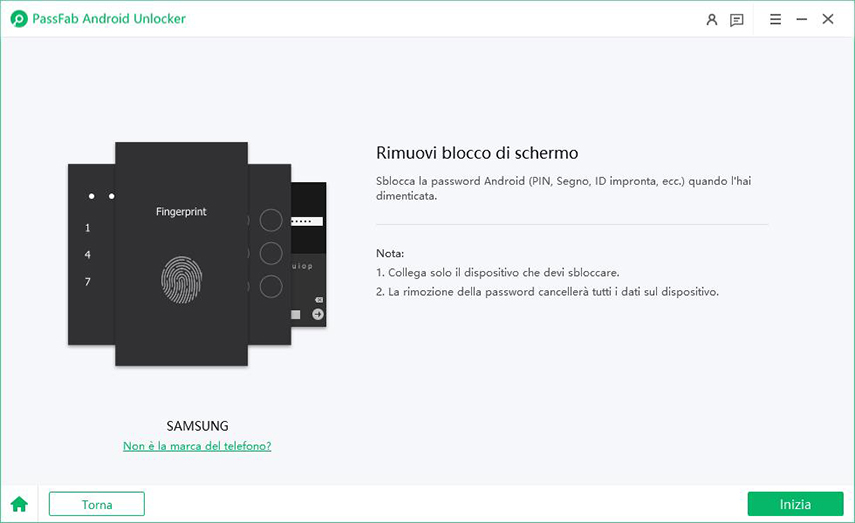 Come sbloccare Huawei. Clicca inizia.