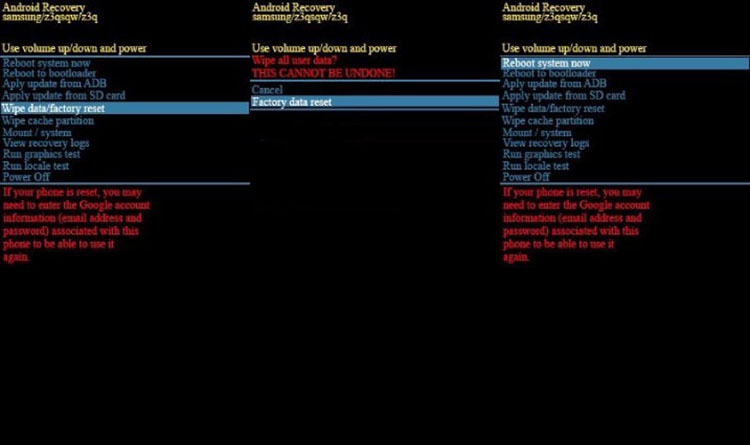 sbloccare il blocco del modello dimenticato su Android eseguendo un ripristino delle impostazioni di fabbrica