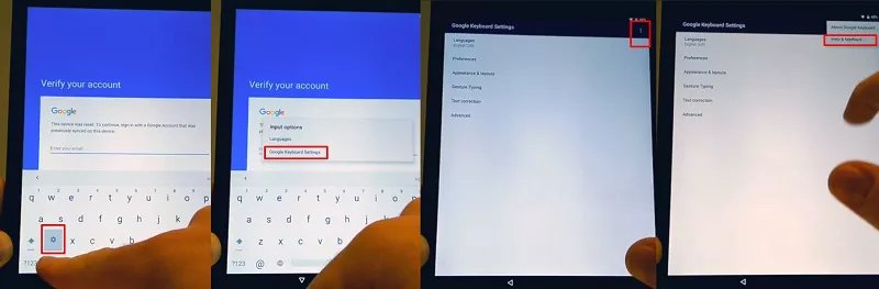 bypassa la verifica dell'account Google tramite la tastiera di Google-1