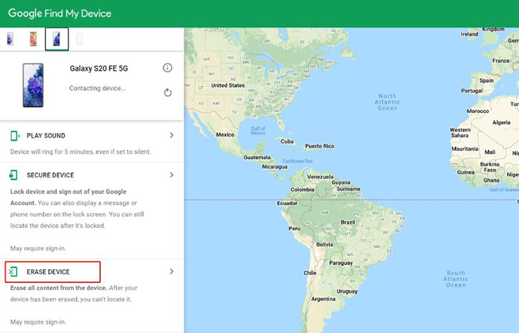 come ripristinare il telefono Android quando è bloccato tramite Gestione dispositivi Android