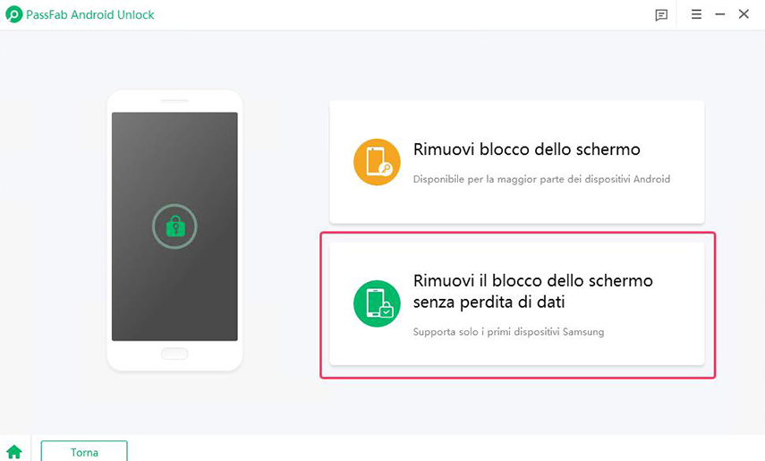 Rimuovi il blocco dello schermo senza perdita di dati su smartphone Samsung