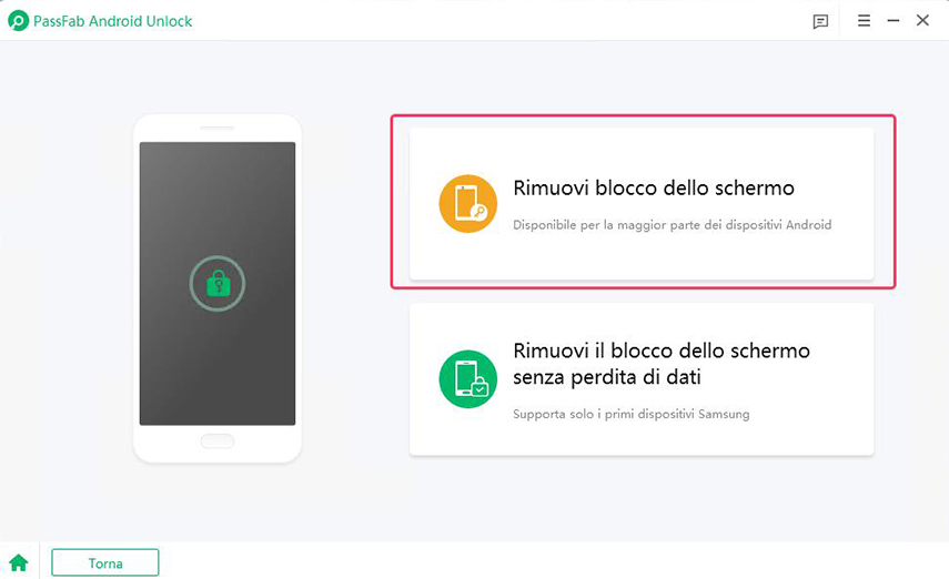 Clicca su Rimuovi blocco dello schermo